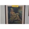 Image 2 : FRAMED VINTAGE PIN UP PRINT, HULA GIRL W/UKULELE (14" X 18")