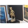 Image 3 : ART NOUVEAU BRONZE CAST STATUE, FRENCH BOY W/BASKET (17 1/2")