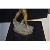 Image 4 : ART NOUVEAU BRONZE CAST STATUE, FRENCH BOY W/BASKET (17 1/2")