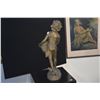 Image 5 : ART NOUVEAU BRONZE CAST STATUE, FRENCH BOY W/BASKET (17 1/2")
