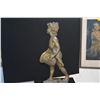 Image 6 : ART NOUVEAU BRONZE CAST STATUE, FRENCH BOY W/BASKET (17 1/2")
