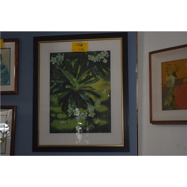 FRAMED MARY KOSKI ART PRINT, "SUNSHINE & FLOWERS"; SIGNED 99/500 (25 1/2" X 31 1/4")