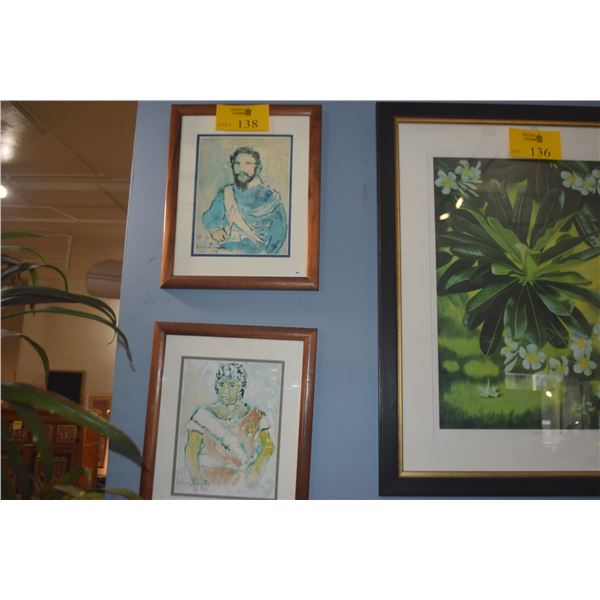 2 PCS-KOA FRAMED PRINTS, "KING KALAKAUA" & "QUEEN LILIUOKALANI" BY SIDNEE LIVINGSTON (BOTH A/P 1/9) 