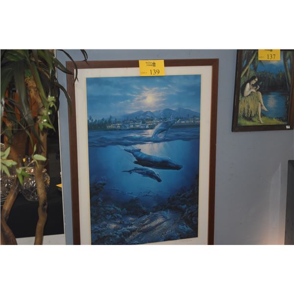 KOA FRAMED LIMITED EDITION PRINT, "RETURN TO PARADISE"; CHRISTIAN RIESE LASSEN A/P 13/99 (26" X 37")