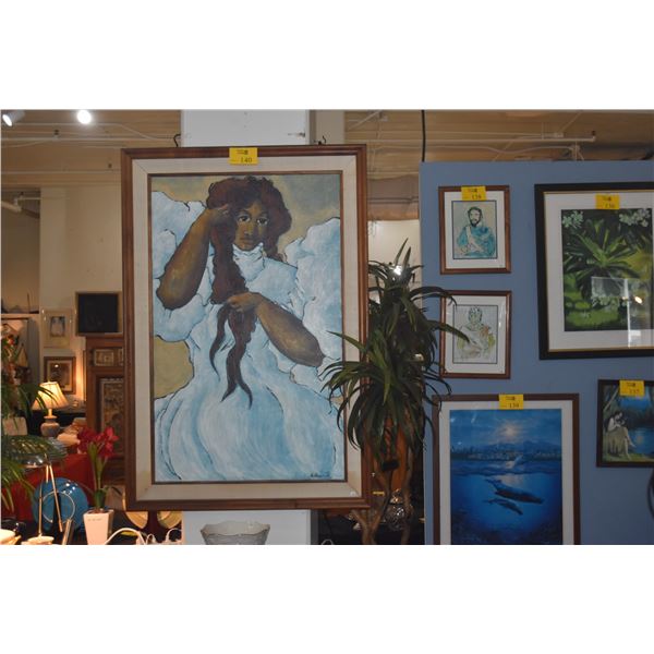 KOA FRAMED OIL ON CANVAS, HAWAIIAN WOMAN; SIGNED LE BRANCH (38 1/4" X 56 1/4")