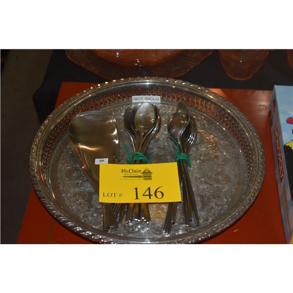 DANSK ODIN GERMANY SERVING SPOONS & DANSK ICED TEA SPOONS (22 PCS) (DOES NOT INCLUDE TRAY)