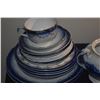 Image 12 : COLLECTION OF FLOW BLUE DISHES, WARMER, SUGAR BOWL, CUP, ETC. (54 PCS)