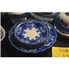 Image 6 : COLLECTION OF FLOW BLUE DISHES, WARMER, SUGAR BOWL, CUP, ETC. (54 PCS)