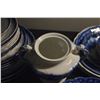 Image 8 : COLLECTION OF FLOW BLUE DISHES, WARMER, SUGAR BOWL, CUP, ETC. (54 PCS)
