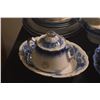 Image 9 : COLLECTION OF FLOW BLUE DISHES, WARMER, SUGAR BOWL, CUP, ETC. (54 PCS)
