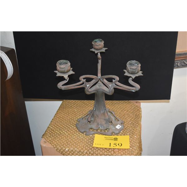 ANTIQUE ART NOUVEAU CANDELABRA & BEADED RUNNER (2 PCS)