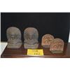 Image 1 : AMERICAN INDIAN CHEF CAST IRON BOOKENDS & VINTAGE "END OF THE TRAIL" CAST METAL BOOKENDS (4 PCS)