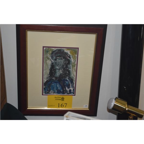 FRAMED WATERCOLOR, "BLUE BELLE"; SIGNED SIDNEE LIVINGSTON (14" X 17")