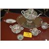 Image 1 : ROSE MEDALLION TEAPOT, CREAMER, SUGAR BOWL & DISHES (6 PCS) (DOES NOT INCLUDE TRAY)
