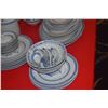 Image 10 : VINTAGE JINGDEZHEN RICE EYE GRAIN BLUE & WHITE PORCELAIN PLATES, BOWLS, SPOONS, TEAPOT, SERVING PLAT