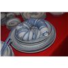 Image 12 : VINTAGE JINGDEZHEN RICE EYE GRAIN BLUE & WHITE PORCELAIN PLATES, BOWLS, SPOONS, TEAPOT, SERVING PLAT