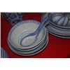 Image 13 : VINTAGE JINGDEZHEN RICE EYE GRAIN BLUE & WHITE PORCELAIN PLATES, BOWLS, SPOONS, TEAPOT, SERVING PLAT