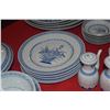 Image 4 : VINTAGE JINGDEZHEN RICE EYE GRAIN BLUE & WHITE PORCELAIN PLATES, BOWLS, SPOONS, TEAPOT, SERVING PLAT