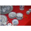 Image 5 : VINTAGE JINGDEZHEN RICE EYE GRAIN BLUE & WHITE PORCELAIN PLATES, BOWLS, SPOONS, TEAPOT, SERVING PLAT