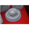 Image 9 : VINTAGE JINGDEZHEN RICE EYE GRAIN BLUE & WHITE PORCELAIN PLATES, BOWLS, SPOONS, TEAPOT, SERVING PLAT