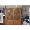 Image 1 : PINE CABINET W/LATTICE DESIGN DOORS & IRON HARDWARE (45" X 75" X 23")