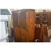 Image 2 : PINE CABINET W/LATTICE DESIGN DOORS & IRON HARDWARE (45" X 75" X 23")