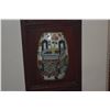 Image 6 : ASIAN STYLE CARVED WOOD PANEL W/INTRICATE RELIEF CARVINGS & INLAID CERAMIC PLAQUES (9" X 61 3/4")