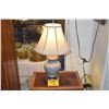 Image 1 : PAIR BLUE & WHITE PORCELAIN TABLE LAMPS W/SHADES (PAIR)