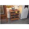 Image 1 : PAIR VINTAGE CHINESE 2 DOOR, 2 DRAWER CABINETS W/ORNATE CARVED PANELS & GILDED ACCENTS (PAIR) (20 3/