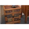 Image 7 : PAIR VINTAGE CHINESE 2 DOOR, 2 DRAWER CABINETS W/ORNATE CARVED PANELS & GILDED ACCENTS (PAIR) (20 3/