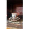 Image 2 : VINTAGE JAPANESE EGGSHELL PORCELAIN TEA CUPS & SAUCERS W/HAND PAINTED GEISHA GIRL SCENES (18 PCS)