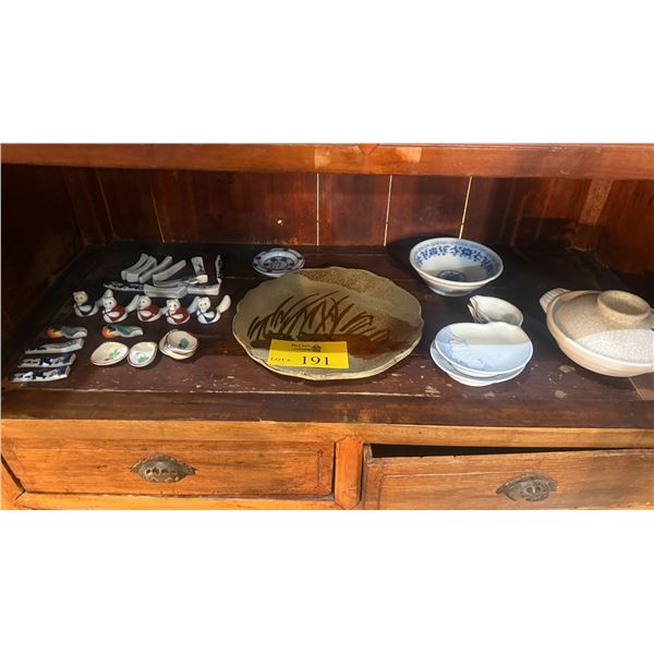 MIXED LOT: CERAMIC PLATE, CHOPSTICK RESTS, BOWLS & DISHES (31 PCS)