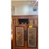 Image 2 : ANTIQUE CHINESE LACQUER & GILDED CABINET W/INTRICATELY CARVED PANELS (39" X 19 1/4" X 68 1/4")