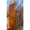 Image 3 : ANTIQUE CHINESE LACQUER & GILDED CABINET W/INTRICATELY CARVED PANELS (39" X 19 1/4" X 68 1/4")