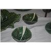 Image 7 : COLLECTION OF VINTAGE PORTUGUESE MAJOLICA CABBAGE PLATES, BOWLS, PLATTERS, PITCHERS, ETC. (28 PCS)