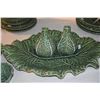 Image 8 : COLLECTION OF VINTAGE PORTUGUESE MAJOLICA CABBAGE PLATES, BOWLS, PLATTERS, PITCHERS, ETC. (28 PCS)