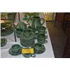 Image 1 : COLLECTION OF PORTUGAL MAJOLICA GREEN CABBAGE LEAF TEAPOT, CUPS, SAUCERS, CREAMER & PITCHER (27 PCS)