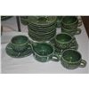 Image 4 : COLLECTION OF PORTUGAL MAJOLICA GREEN CABBAGE LEAF TEAPOT, CUPS, SAUCERS, CREAMER & PITCHER (27 PCS)