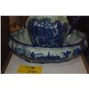 Image 3 : VINTAGE VICTORIA WARE IRON STONE WATER PITCHER & BOWL IN FLOW BLUE (2 PCS)