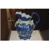Image 6 : VINTAGE VICTORIA WARE IRON STONE WATER PITCHER & BOWL IN FLOW BLUE (2 PCS)