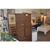 Image 1 : VINTAGE WICKER & BAMBOO SERPENTINE 2 DOOR, 2 DRAWER ARMOIRE (37" X 20" X 72 1/2")