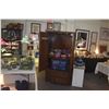 Image 3 : VINTAGE WICKER & BAMBOO SERPENTINE 2 DOOR, 2 DRAWER ARMOIRE (37" X 20" X 72 1/2")