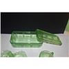 Image 2 : VINTAGE HAZEL ATLAS URANIUM GLASS GREEN CRISS CROSS REFRIGERATOR DISH, GREEN DEPRESSION GLASS MEASUR