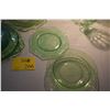 Image 2 : GREEN DEPRESSION GLASS PLATES W/SCROLL MOTIF, URANIUM GLASS PLATES & BOWLS (17 PCS)