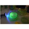 Image 3 : GREEN DEPRESSION GLASS PLATES W/SCROLL MOTIF, URANIUM GLASS PLATES & BOWLS (17 PCS)