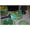 Image 4 : GREEN DEPRESSION GLASS PLATES W/SCROLL MOTIF, URANIUM GLASS PLATES & BOWLS (17 PCS)