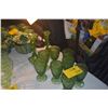 Image 2 : IVINNA GREEN SCROLL WATER GOBLETS & GREEN CANDLE STICK HOLDERS (10 PCS)