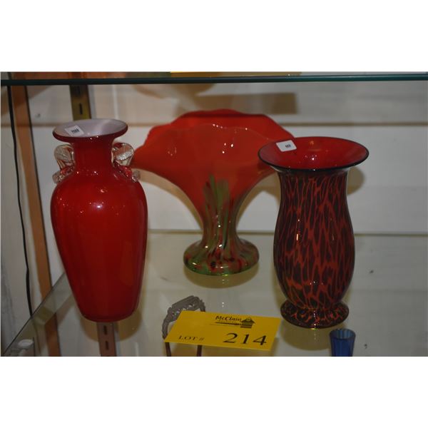 ART GLASS VASES (3 PCS)