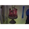 Image 2 : ANTIQUE VICTORIAN CRANBERRY GLASS CONDIMENT SET W/CADDY