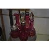 Image 3 : ANTIQUE VICTORIAN CRANBERRY GLASS CONDIMENT SET W/CADDY